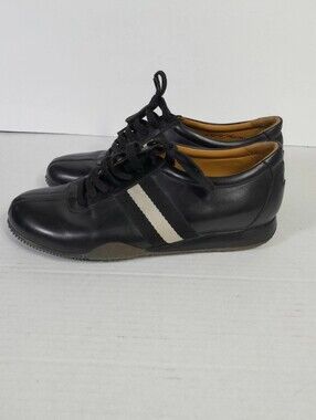 Bally Free Low Sneakers Trainers Black Leather Women Sz 10.5 D